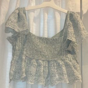 Green flower crop top